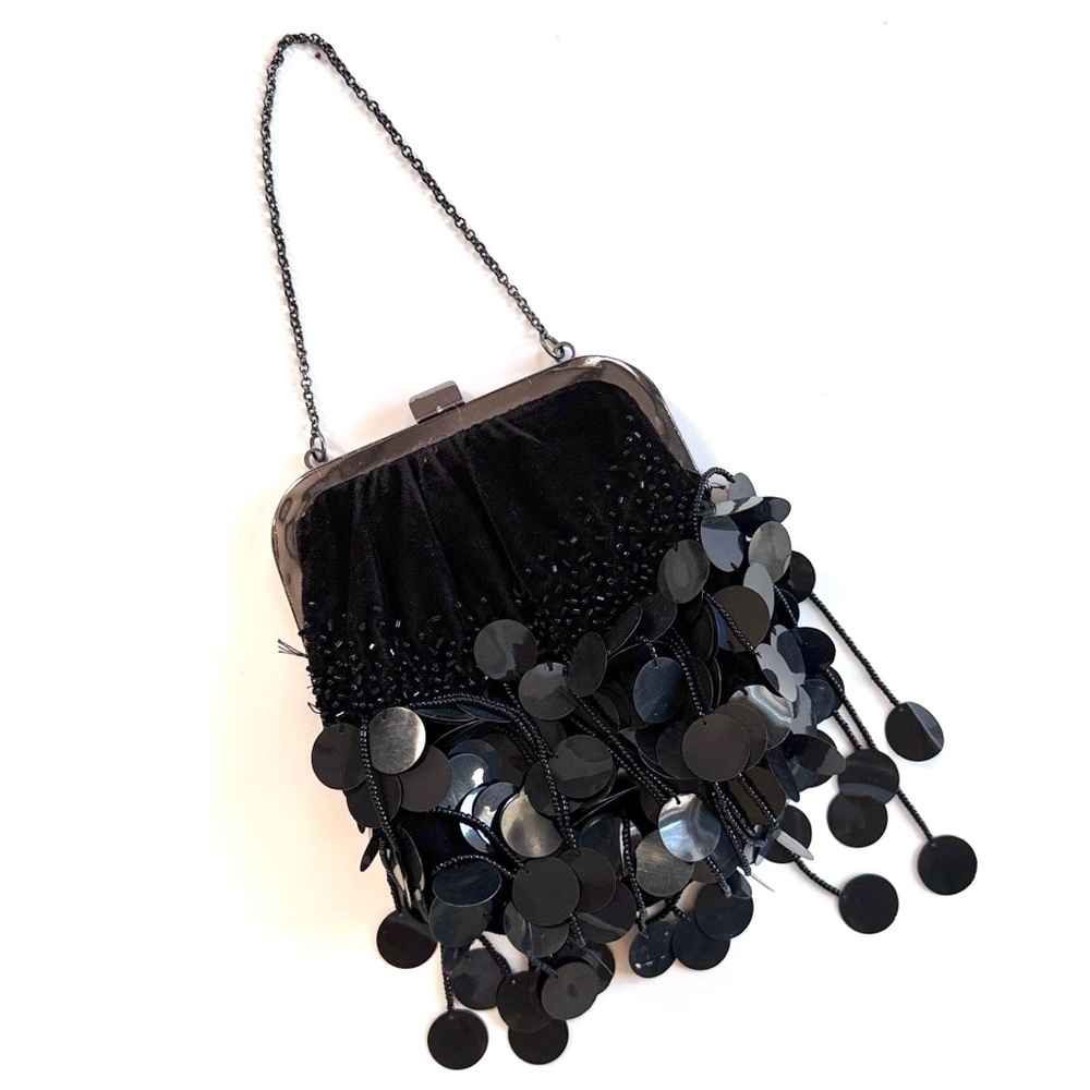 Black Velvet Evening Flapper Bag